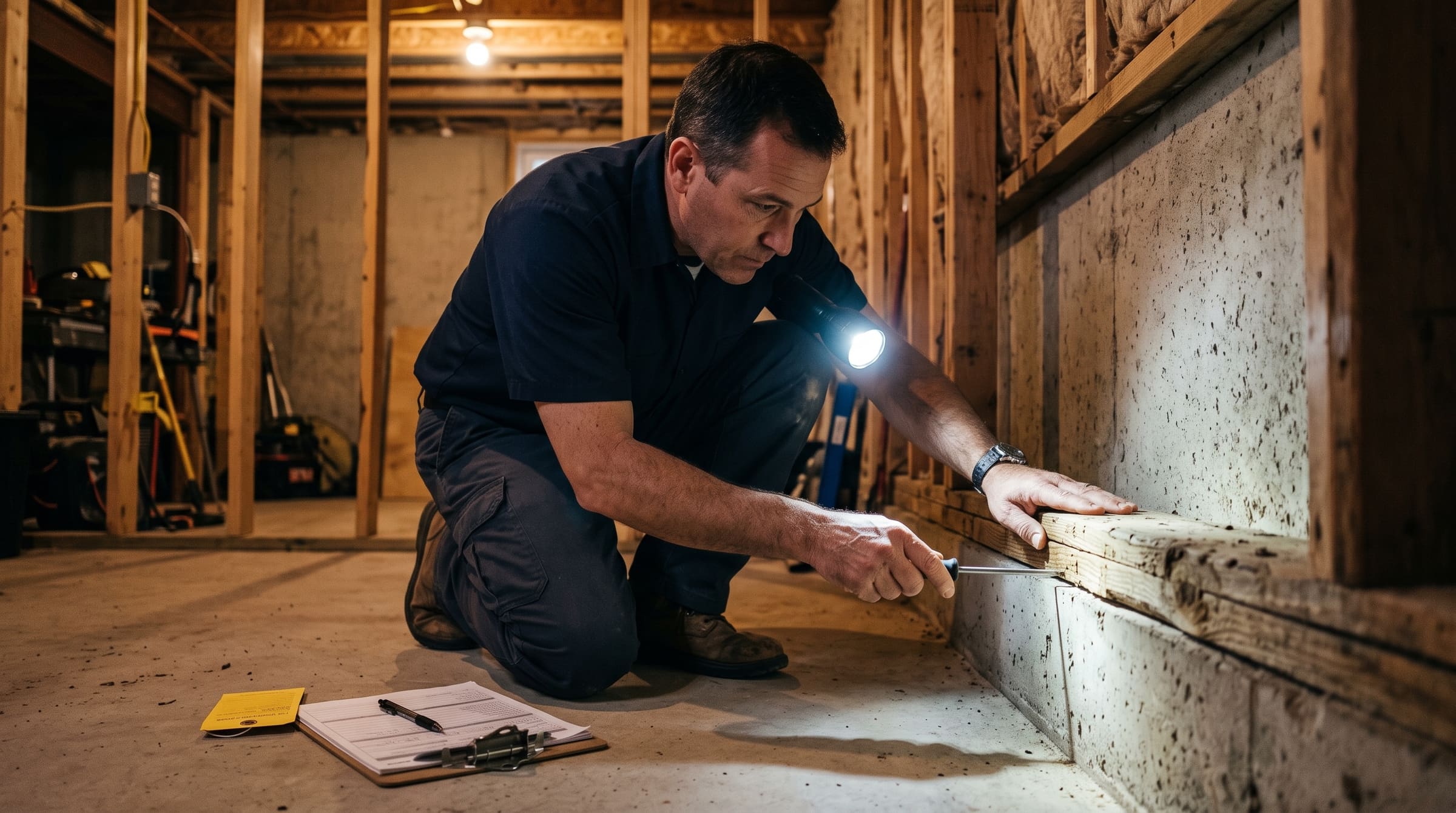 Guardian technician inspecting the exterior of a South Jersey home